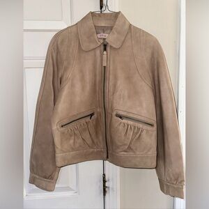 R.E.D. VALENTINO beige lamb leather Moto jacket 42 luxurious!!